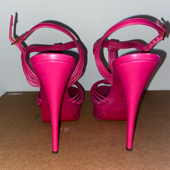 AUTHENTIC YSL Pink Leather Strappy Heeled Sandals, size 9 - Picture 4 of 5